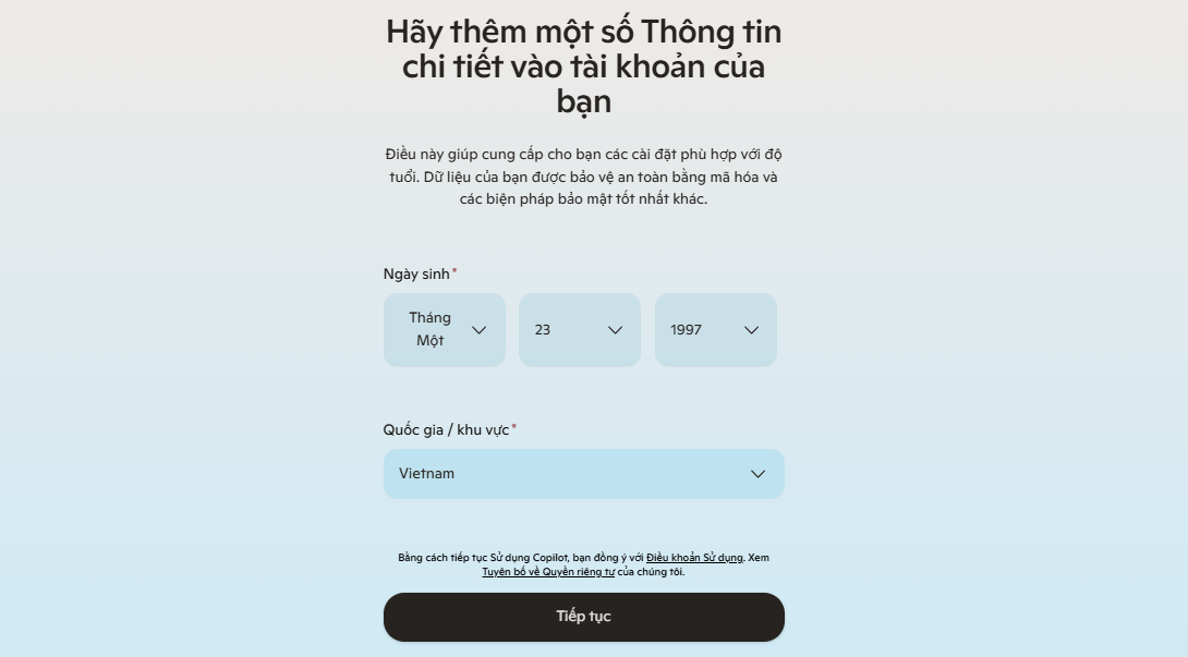 Đăng ký tài khoản Microsoft Copilot
