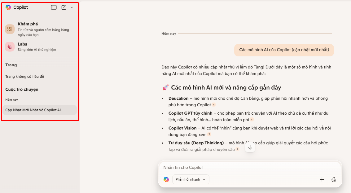 Thanh điều hướng (Sidebar) bên trái