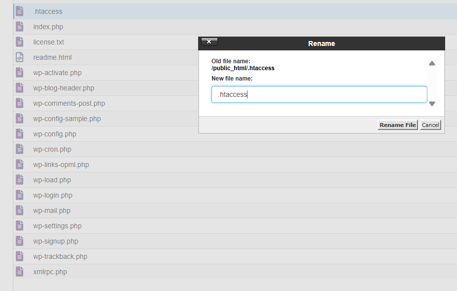 Tạo file .htaccess mới