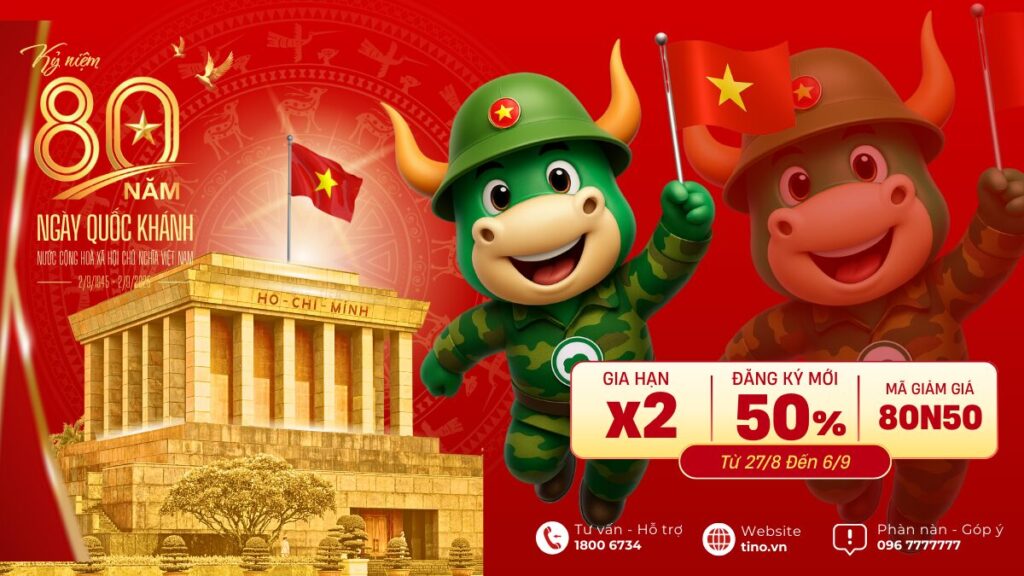 Mừng 80 Năm Độc Lập: Tino Group Tung Ưu Đãi Lịch Sử – Giảm Sốc 50% & Nhân Đôi Thời Gian Sử Dụng!