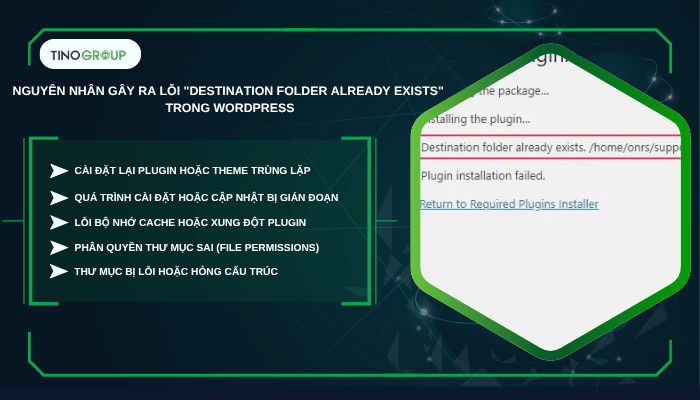 Nguyên nhân chính gây ra lỗi "Destination Folder Already Exists" trong WordPress