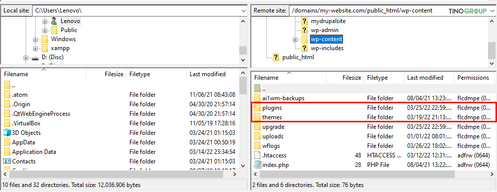 Sửa lỗi qua FTP Client (FileZilla)