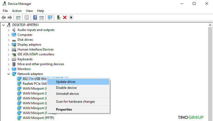 Cập nhật Driver Network Adapter