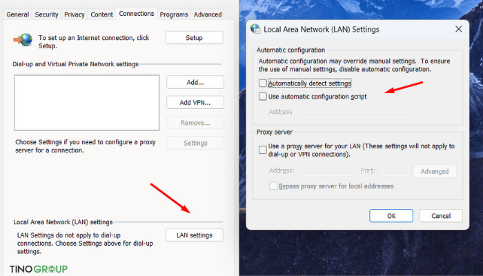 Vô hiệu hóa Proxy Server hoặc VPN