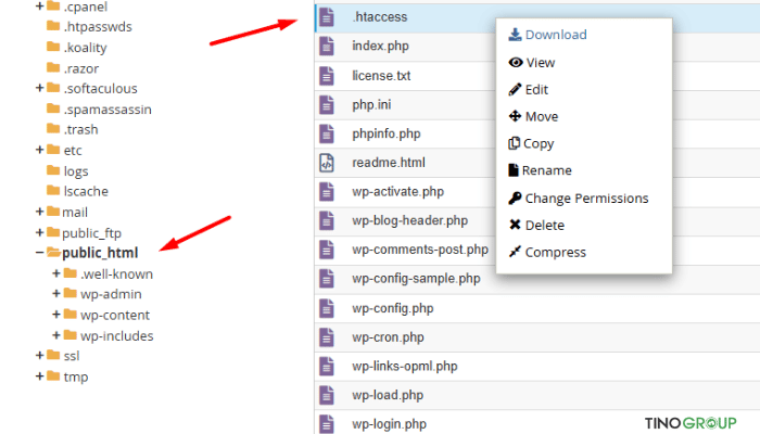 Lỗi file .htaccess bị hỏng