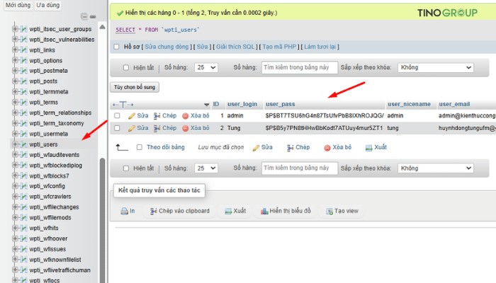 Hướng dẫn đổi mật khẩu bằng phpMyAdmin