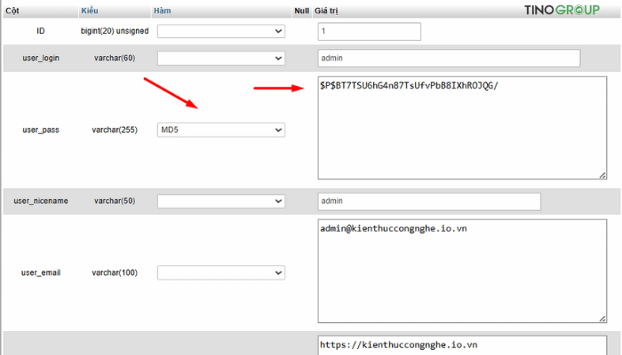 Hướng dẫn đổi mật khẩu bằng phpMyAdmin
