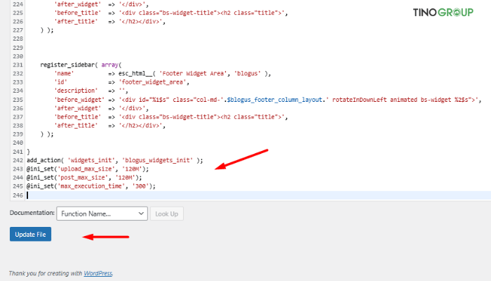 Cách sửa lỗi The Link You Followed Has Expired trong WordPress hiệu quả 100% 4 Tăng giới hạn trong file functions.php