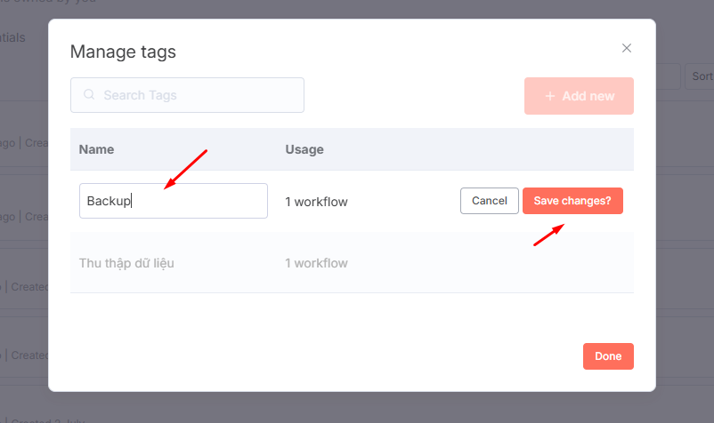 Cách sử dụng Tag trong n8n để tổ chức workflow khoa học và dễ quản lý 12 Đổi tên và xóa Tag