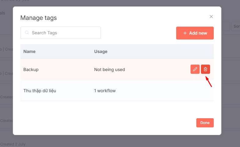 Cách sử dụng Tag trong n8n để tổ chức workflow khoa học và dễ quản lý 13 Đổi tên và xóa Tag