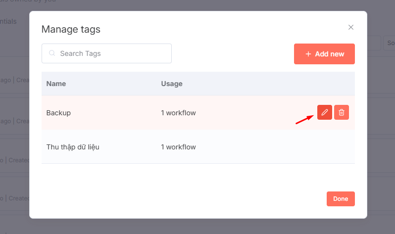 Cách sử dụng Tag trong n8n để tổ chức workflow khoa học và dễ quản lý 11 Đổi tên và xóa Tag