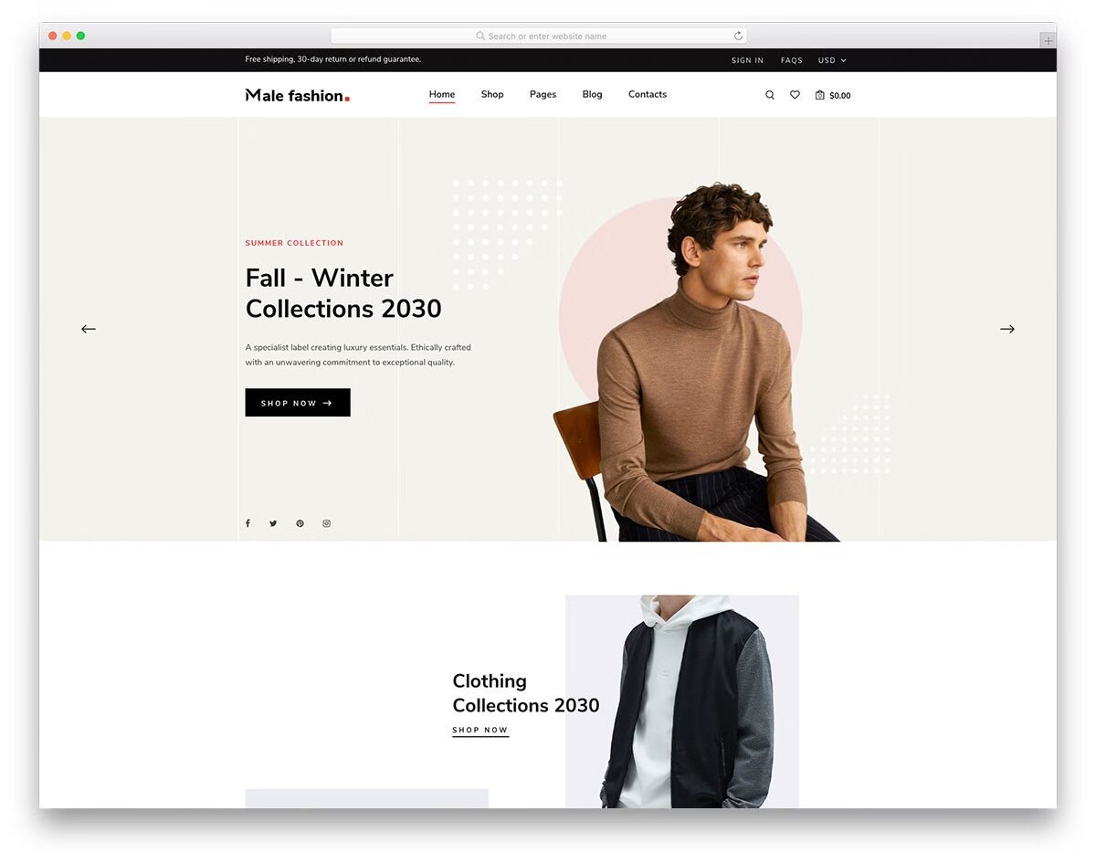 Top 50+ mẫu website bán hàng WordPress đẹp, chuẩn SEO 2025 9 Male Fashion