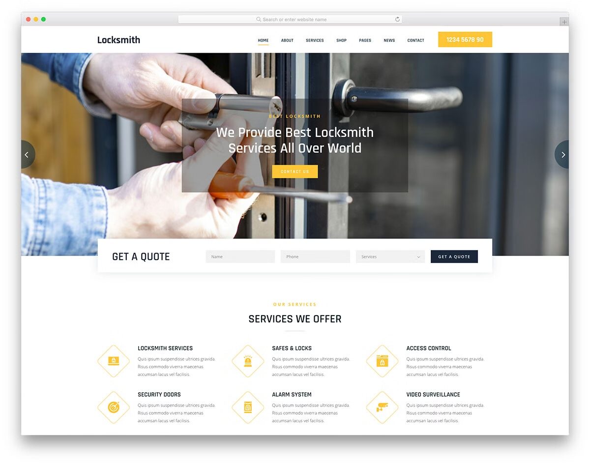 Top 50+ mẫu website bán hàng WordPress đẹp, chuẩn SEO 2025 36 Locksmith