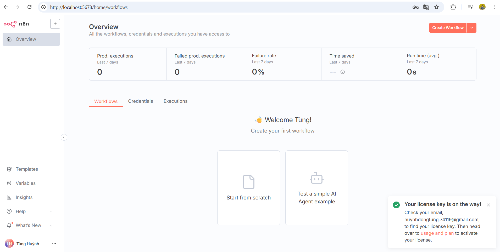 Hướng dẫn cách cài đặt n8n trên máy tính PC bằng Docker Desktop chi tiết A-Z 16 Giao diện n8n