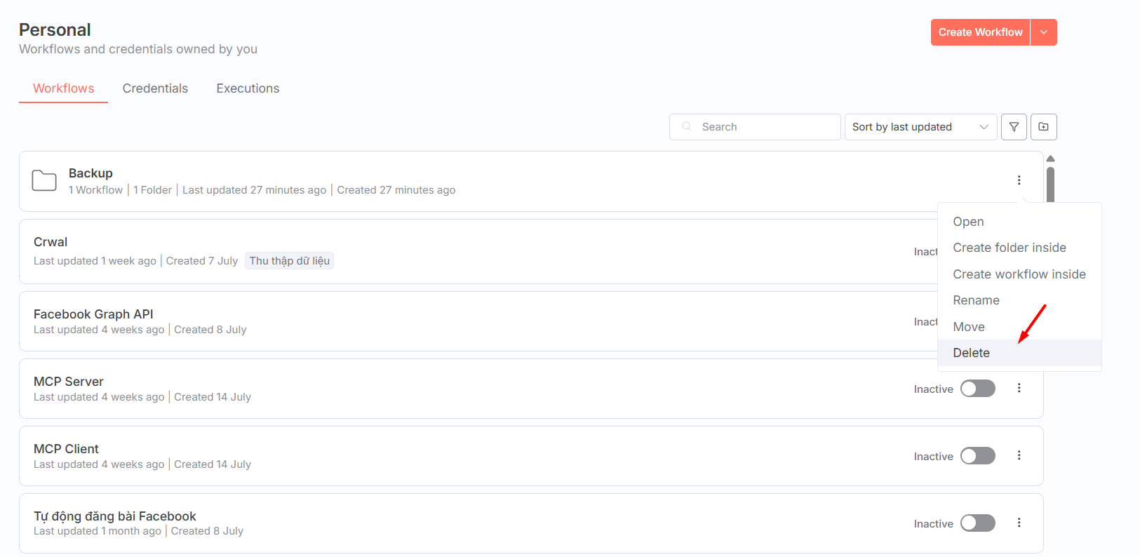 Xóa Folder