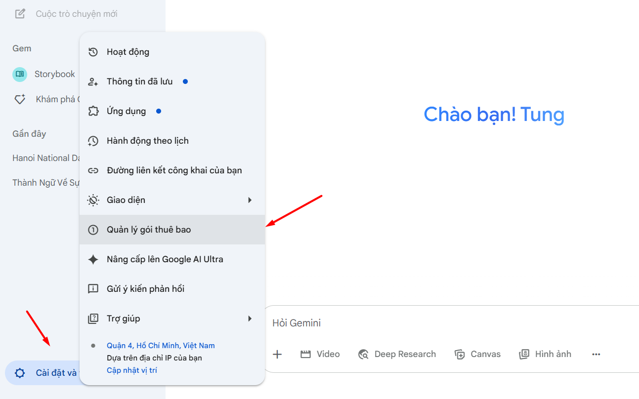 Hủy gói đăng ký (nếu dùng thử)