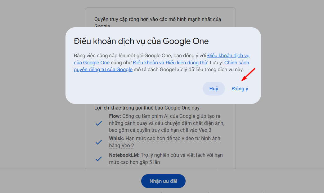 Đăng ký gói Google AI Pro (miễn phí tháng đầu tiên)