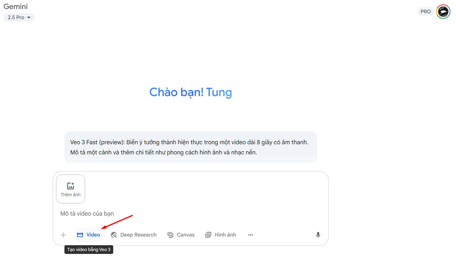Cách sử dụng Veo 3 trong Gemini