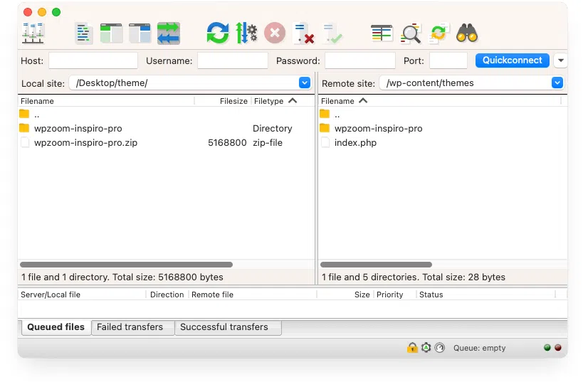 Xóa theme WordPress qua FTP
