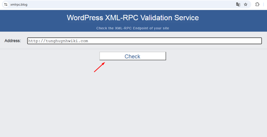 xmlrpc.php WordPress là gì? Hướng dẫn tắt xmlrpc.php để bảo mật website 5 Kiểm tra bằng XML-RPC Validator