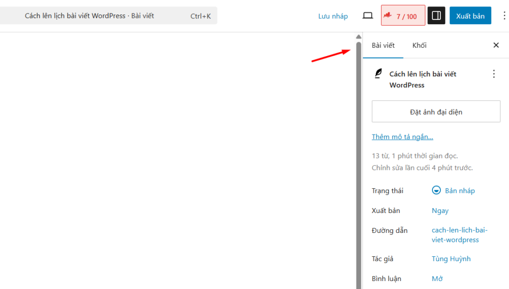 Cách lên lịch đăng bài trong trình soạn thảo Gutenberg (Block Editor)