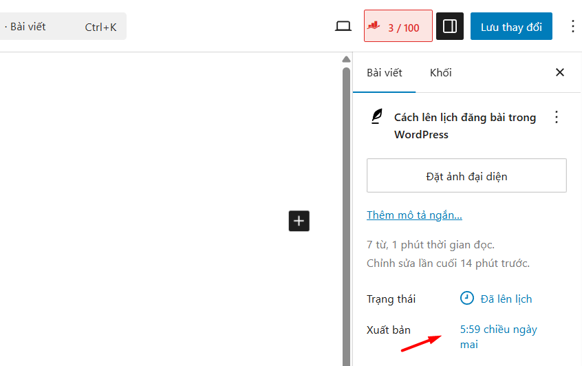 Cách chỉnh sửa lịch đăng bài viết trên Block Editor 