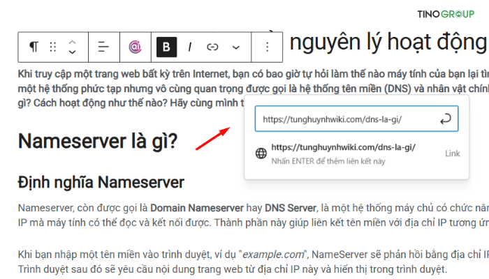 Cách chèn link bằng nút “Insert Link” (Biểu tượng dây xích)