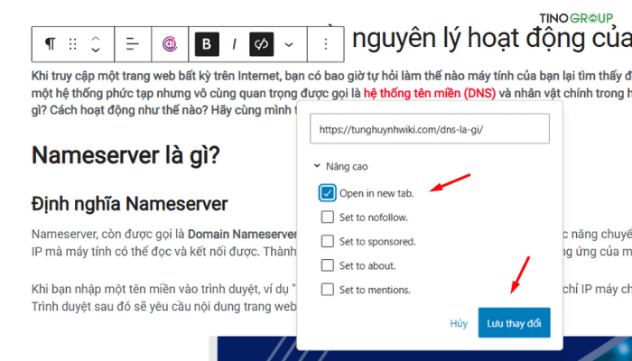 Cách chèn link bằng nút “Insert Link” (Biểu tượng dây xích)