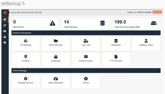 Sao lưu website trước khi xử lý