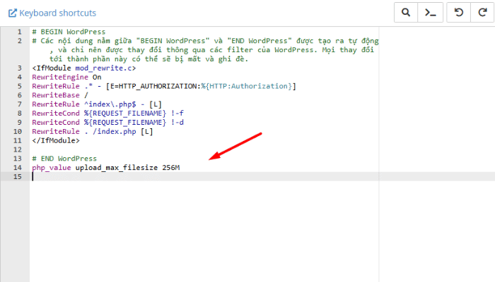 Chỉnh sửa file .htaccess