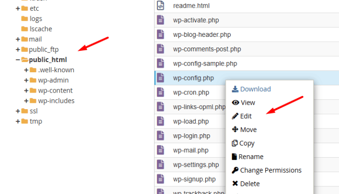 Chỉnh sửa file wp-config.php