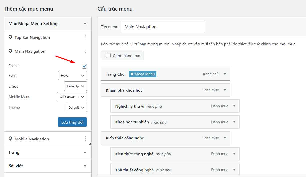 Cách thêm Mega Menu vào website WordPress 