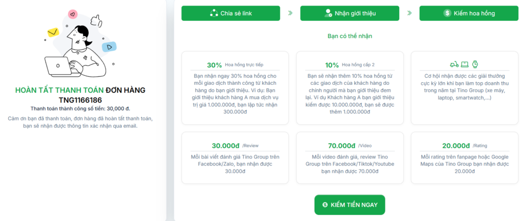 Hướng dẫn đăng ký tên miền tại Tino chi tiết A-Z 9 Hoàn tất đơn hàng