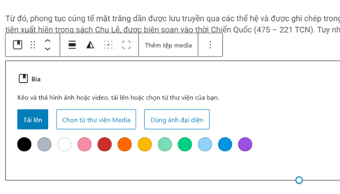 Thêm hình ảnh bằng khối Cover (Ảnh bìa)