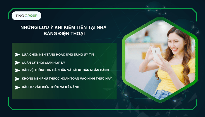 Những lưu ý khi kiếm tiền tại nhà bằng điện thoại