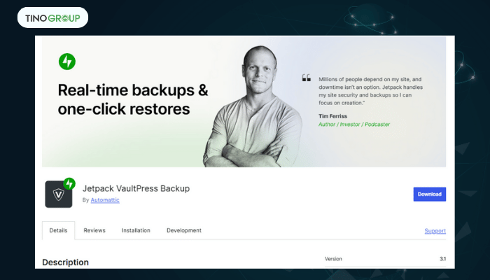 Top 10 plugin backup WordPress tốt nhất 2025 (Review chi tiết) 4 Jetpack VaultPress Backup