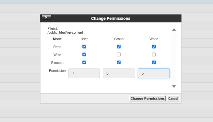 Hướng dẫn cách sửa lỗi 413 Request Entity too large trong WordPress 2025 5 Đặt lại quyền tệp (File Permissions)