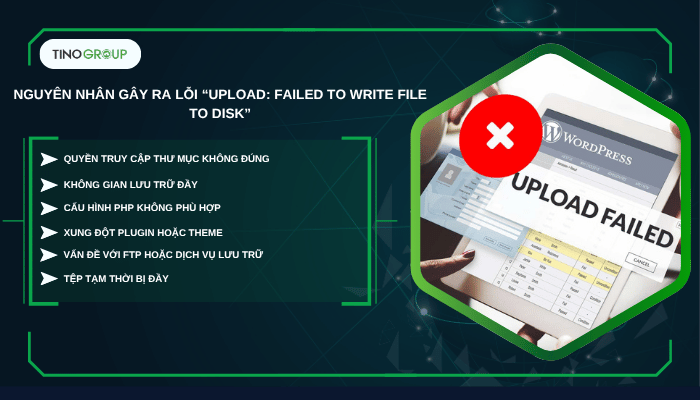Nguyên nhân chính gây ra lỗi “Upload: Failed to Write File to Disk” trong WordPress