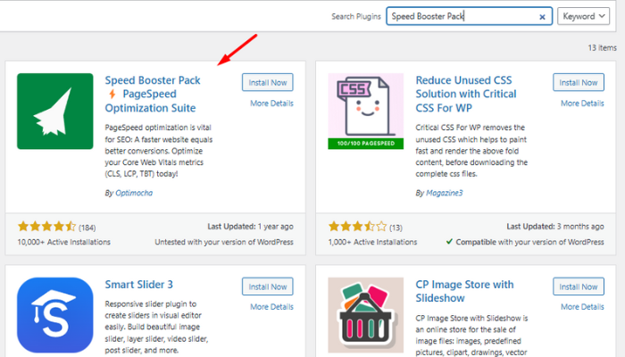 Sử dụng plugin Speed Booster Pack