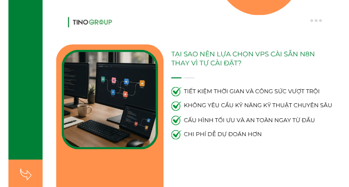 VPS n8n là gì? Khám phá giải pháp self-hosted n8n tiện lợi và đảm bảo hiệu suất 3 Tại sao nên lựa chọn VPS cài sẵn n8n thay vì tự cài đặt?