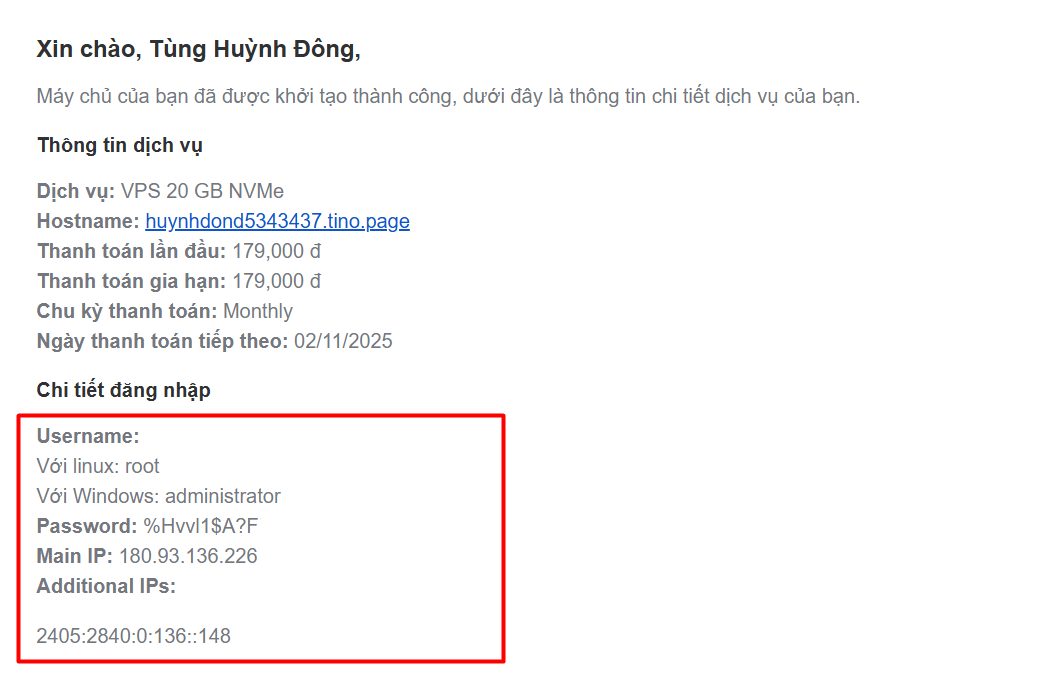 Hướng dẫn cách đăng ký VPS tại Tino chi tiết A-Z 10 Các bước đăng ký VPS