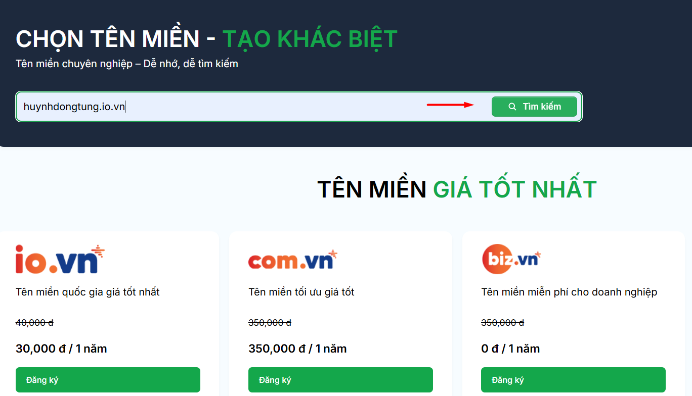 Hướng dẫn đăng ký tên miền tại Tino chi tiết A-Z 1 Tìm kiếm tên miền bạn mong muốn