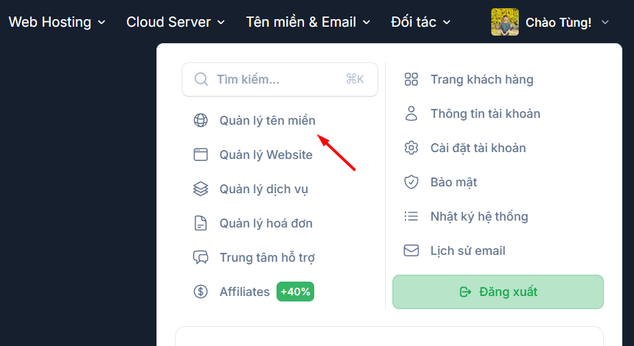 Hướng dẫn đăng ký tên miền tại Tino chi tiết A-Z 10 Đăng nhập trang quản lý tên miền
