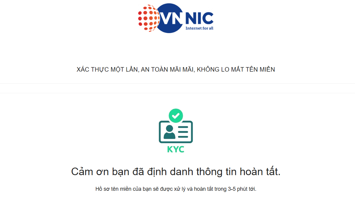Hướng dẫn đăng ký tên miền tại Tino chi tiết A-Z 16 Hoàn tất xác thực eKYC