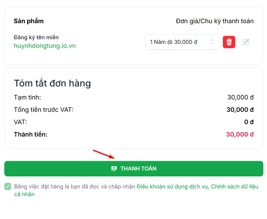Hướng dẫn đăng ký tên miền tại Tino chi tiết A-Z 7 Kiểm tra đơn hàng