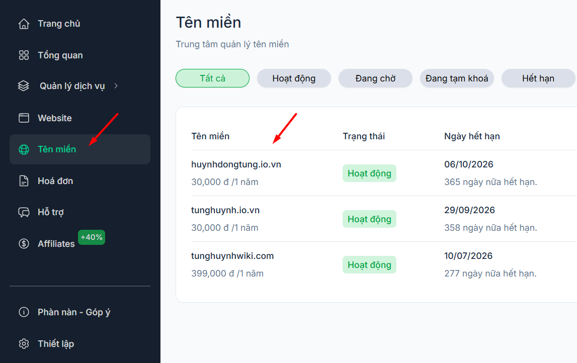 Các bước trỏ tên miền về VPS