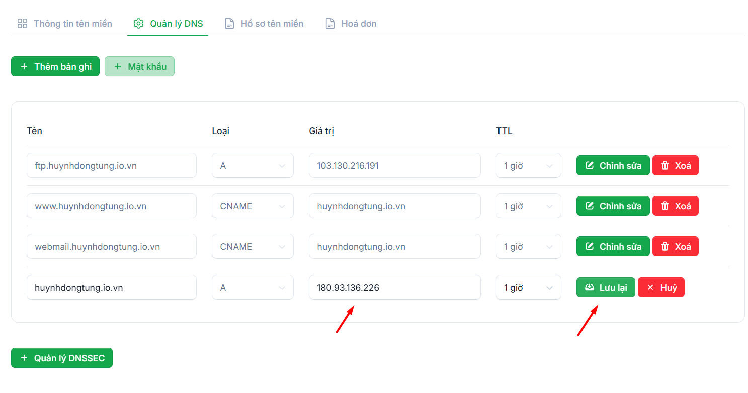 Các bước trỏ tên miền về VPS