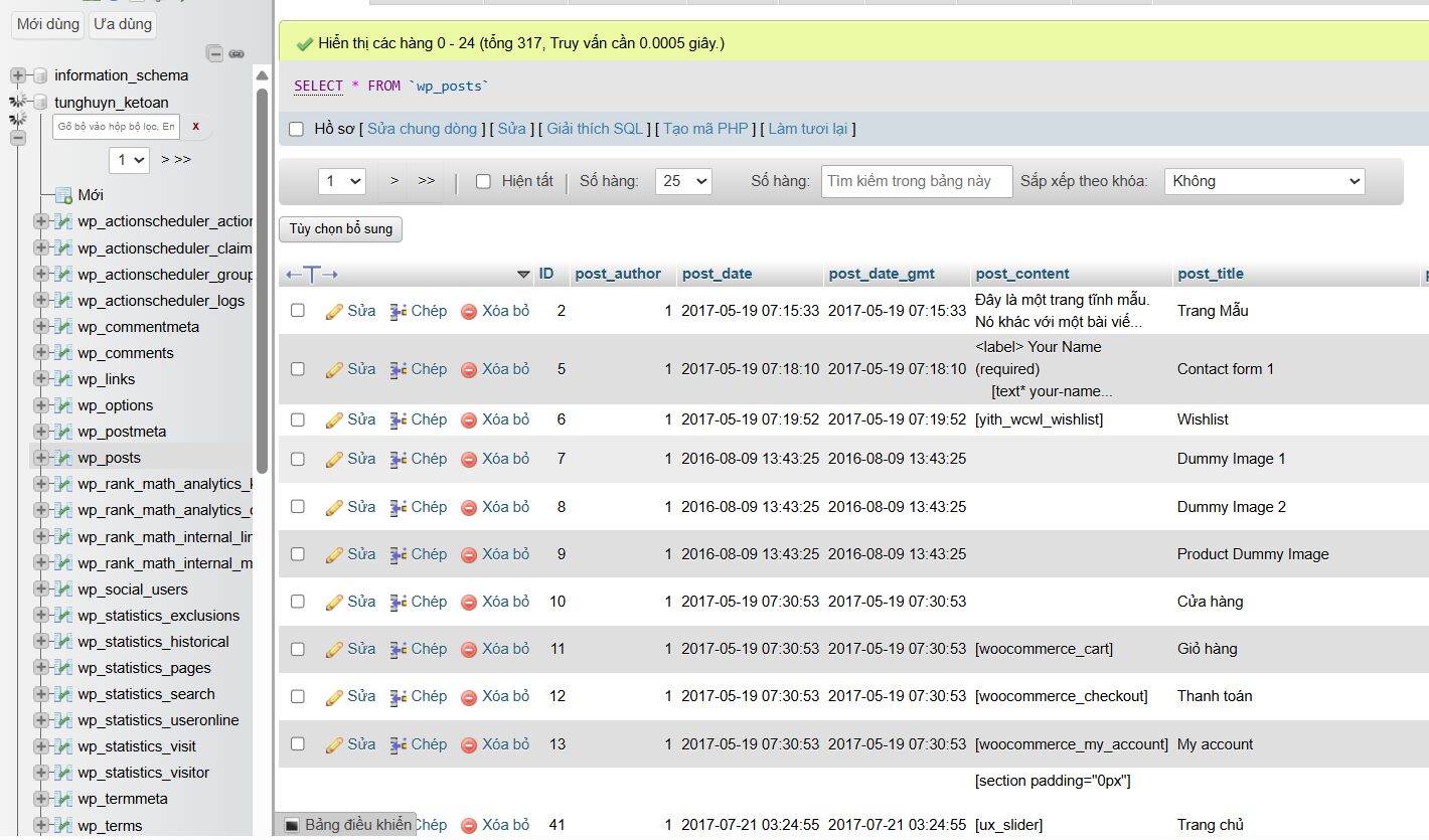 Khám phá các tệp và thư mục phổ biến trong WordPress 17 Quản lý cơ sở dữ liệu với phpMyAdmin