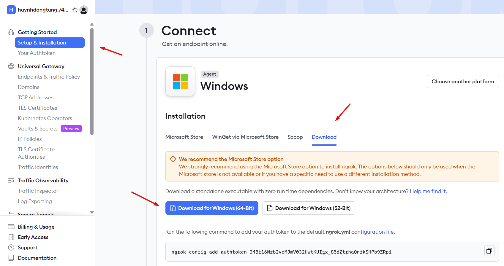 Hướng dẫn cài đặt ngrok và tích hợp n8n trên localhost A-Z 4 Hướng dẫn cài đặt ngrok