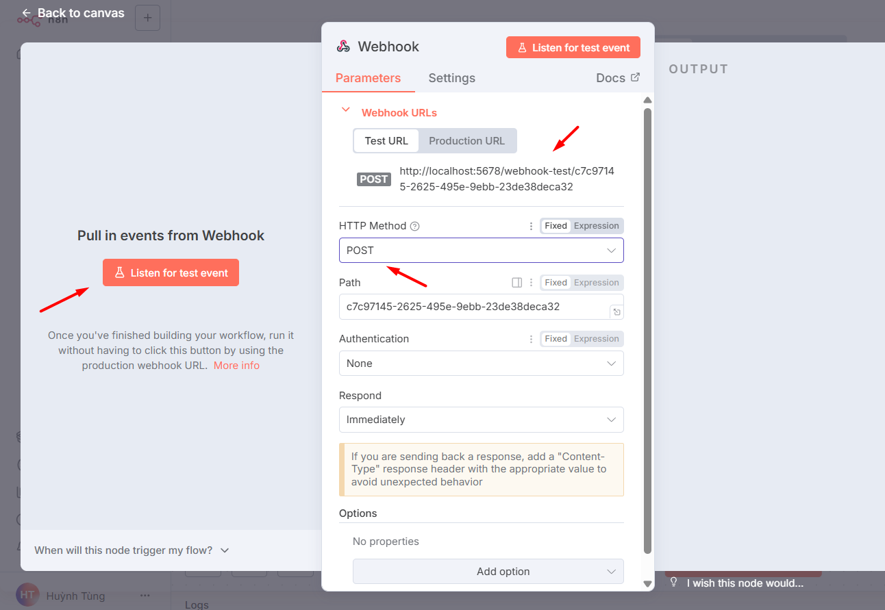 Hướng dẫn cài đặt ngrok và tích hợp n8n trên localhost A-Z 11 Thử nghiệm xây dựng workflow n8n lắng nghe Webhook qua ngrok